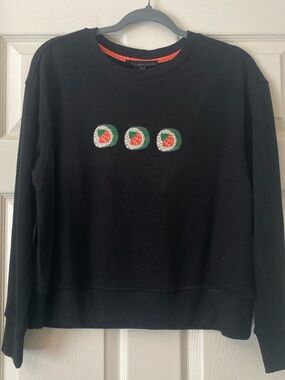 Black Jane + Delancey Sweatshirt with Triple Sushi Embroidery